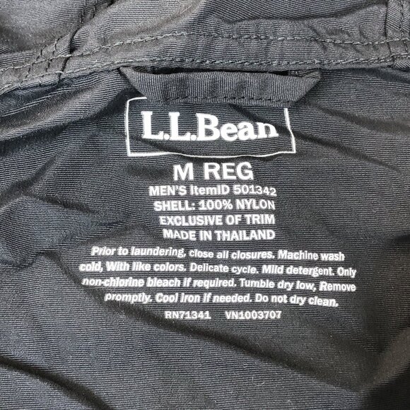LL Bean Mens Mountain Classic Anorak 1/2 Zip Hooded Black Jacket Medium - Picture 5 of 8